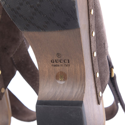 Gucci Suede Horsebit Amstel Slingback Clogs 36 Taupe 9 of 11