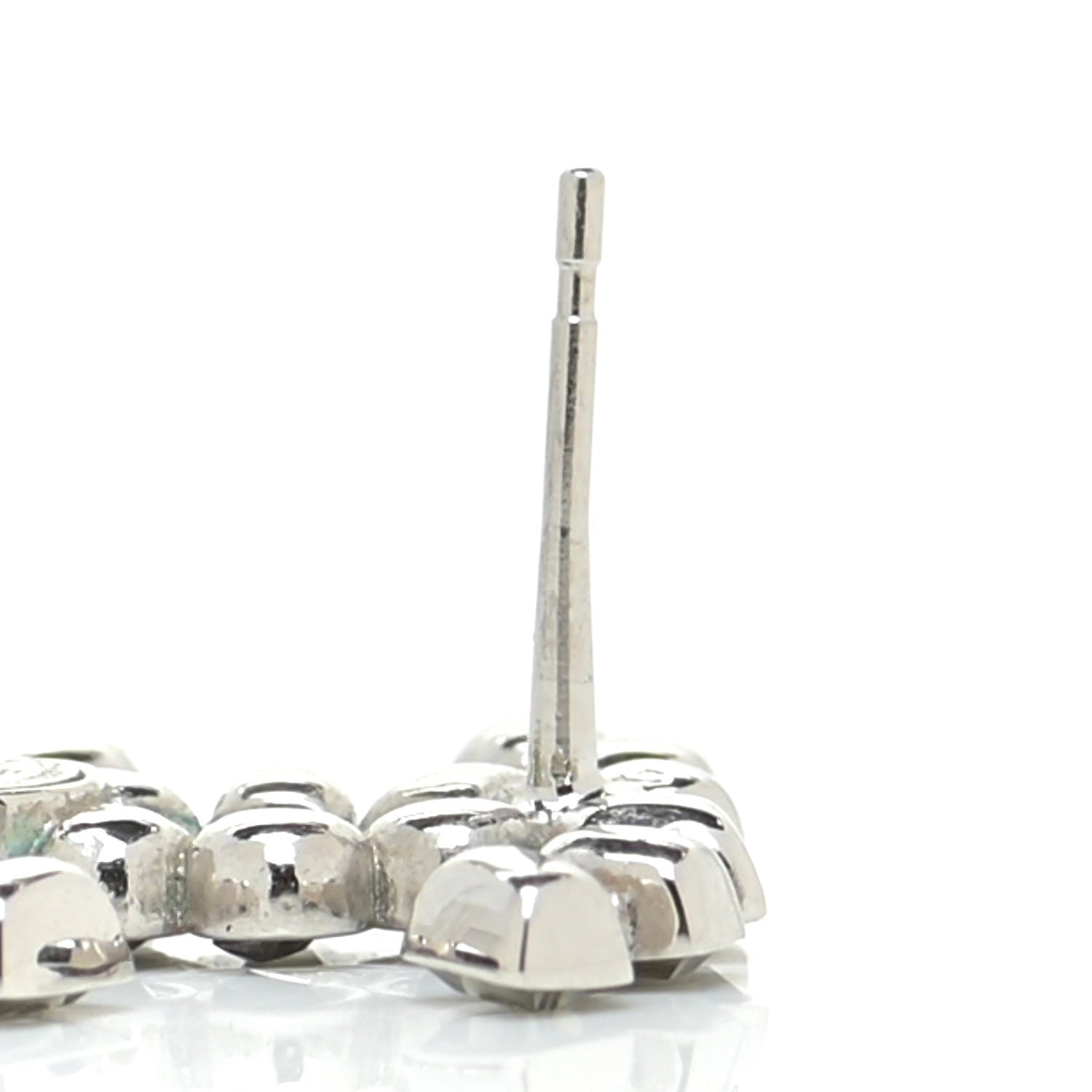 Chanel Baguette Crystal CC Earrings Grey Green 5 of 8