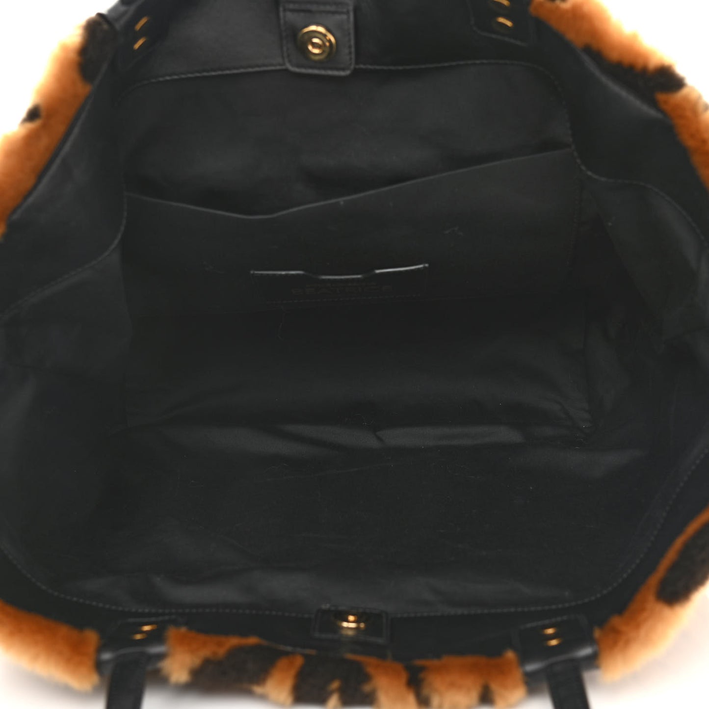 Faux Pellicciotto Tiger Fur Print Studded Beatrice Tote Black