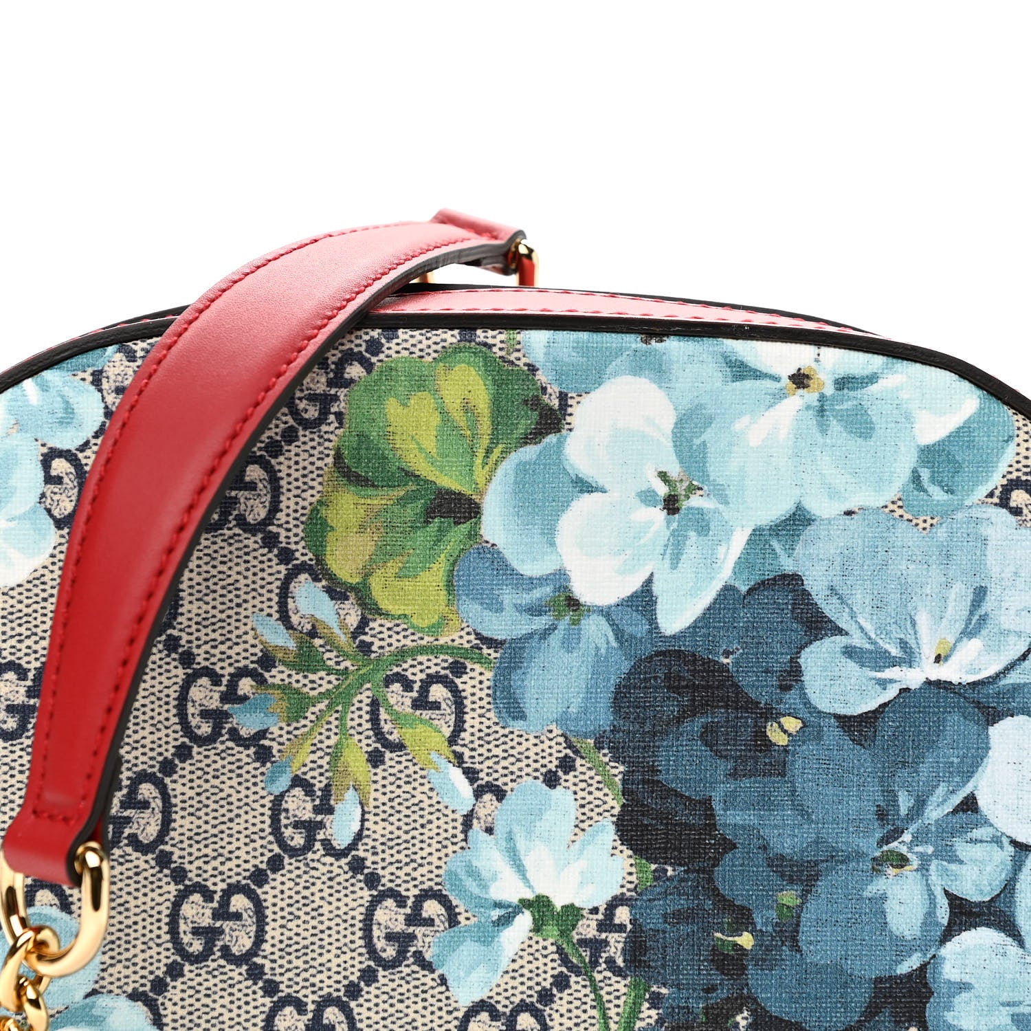 Gucci GG Supreme Monogram Blooms Mini Chain Shoulder Bag Beige Blue Navy Hibiscus Red 9 of 9