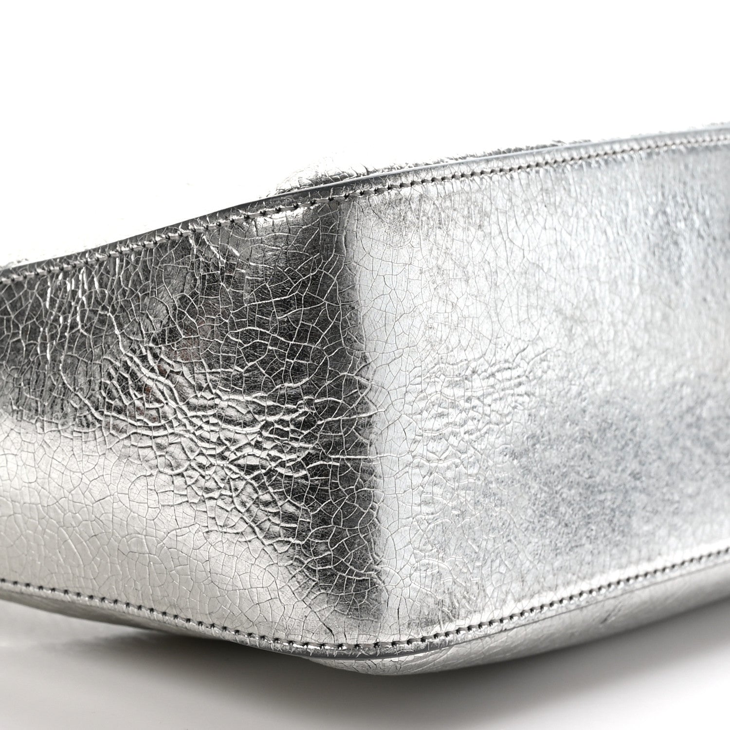 Givenchy Metallic Lambskin Small Moon Cut Out Shoulder Bag Silvery 9 of 11