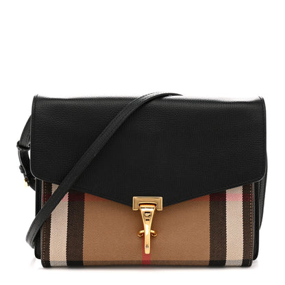 Burberry Derby Calfskin House Check Baby Macken Crossbody Bag Black 1 of 15