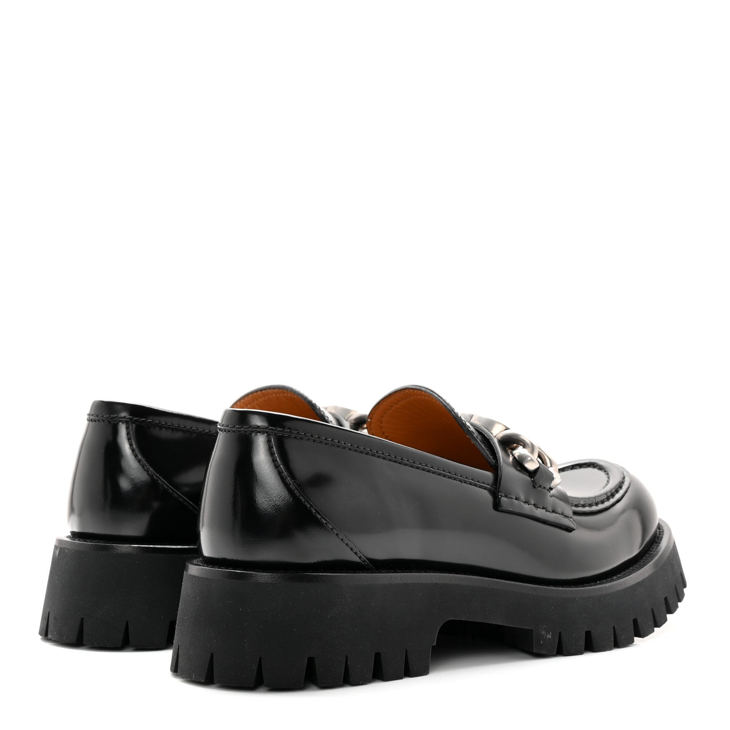 Gucci Cordovan Lux Womens Jeanne Platform Lug Sole 30/45mm Loafers 39 Black 4 of 12