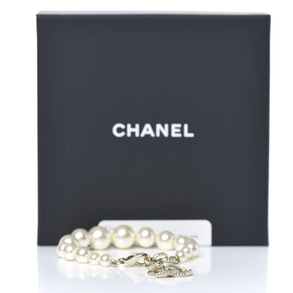 Chanel Graduated Pearl Crystal CC Bracelet Gold 4 of 4