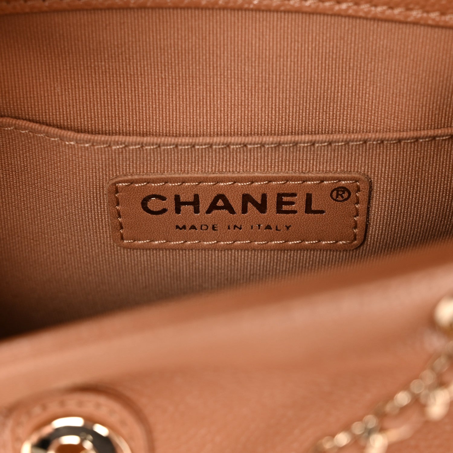 Chanel Shiny Caviar Quilted Medium Duma Pockets Drawstring Backpack Dark Beige 6 of 10