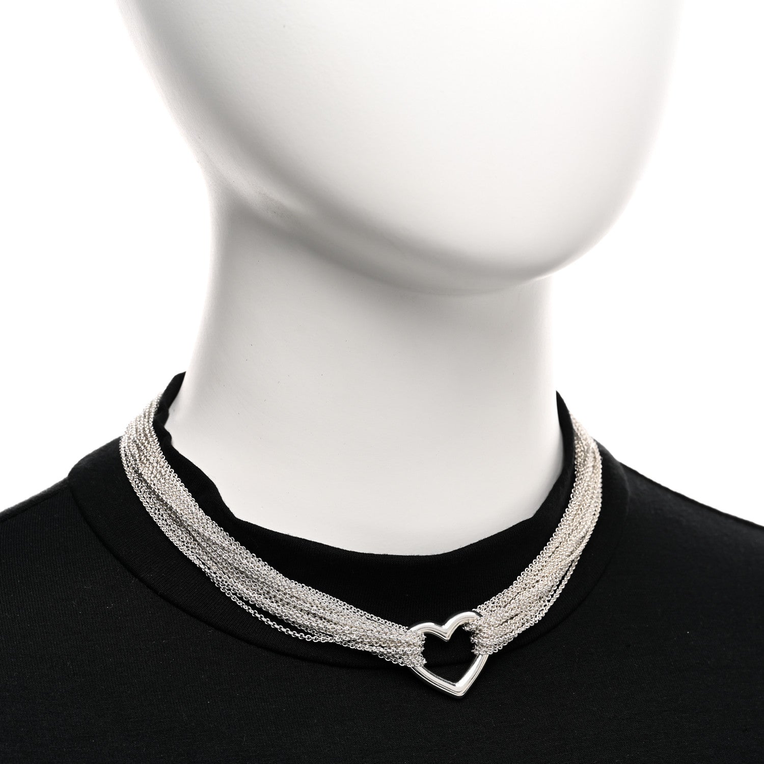 Tiffany Sterling Silver Heart Mesh Necklace 2 of 5