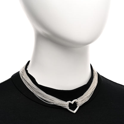 Tiffany Sterling Silver Heart Mesh Necklace 2 of 5