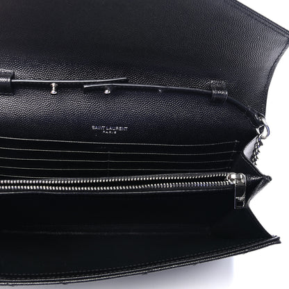 Saint Laurent Grain De Poudre Matelasse Chevron Monogram Chain Wallet Black 4 of 4