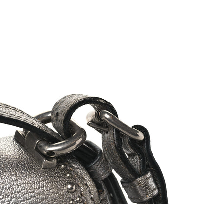 Miu Miu Goatskin Madras Soft Calfskin Crystal Embellished Dahlia Shoulder Bag Chrome 12 of 13