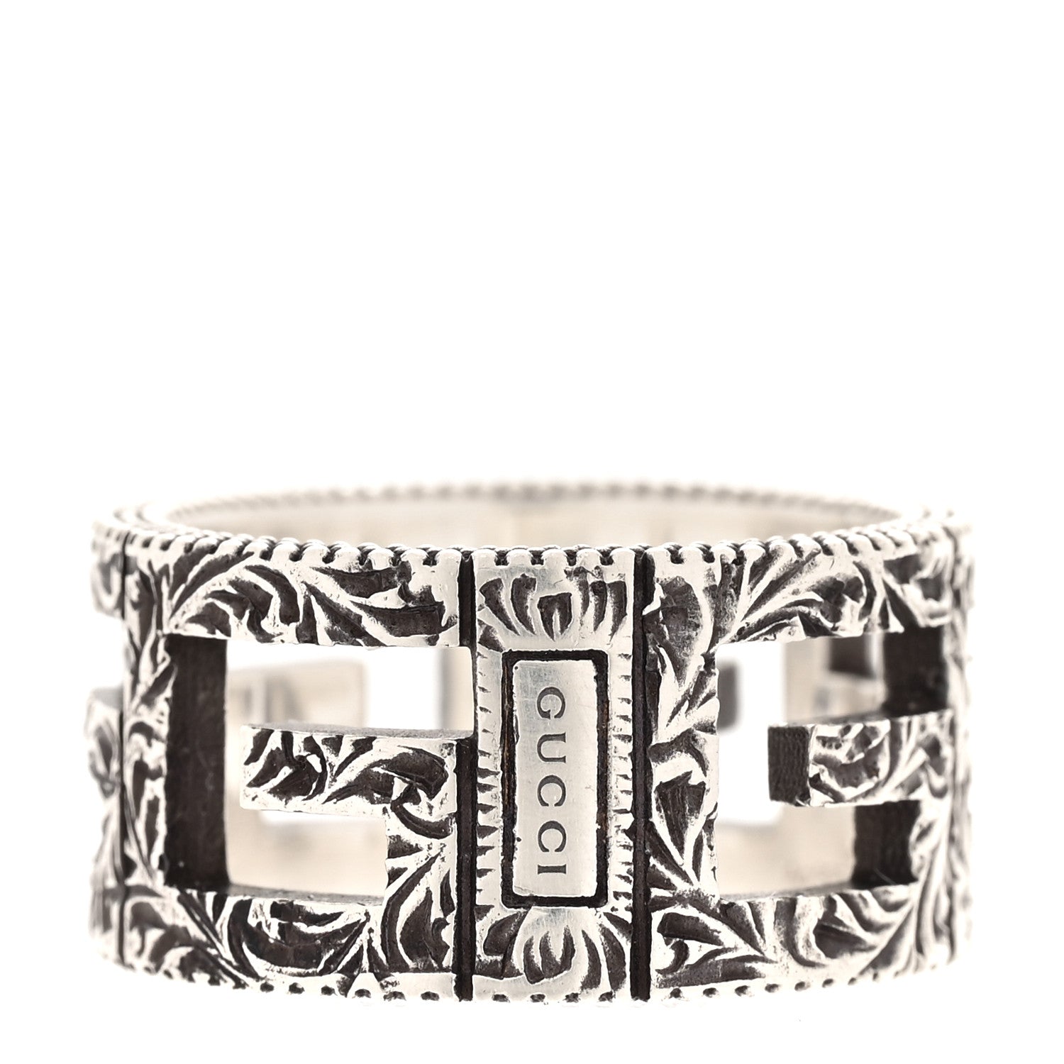 Gucci Sterling Silver Wide Square G Band Ring 53 6.5 3 of 7