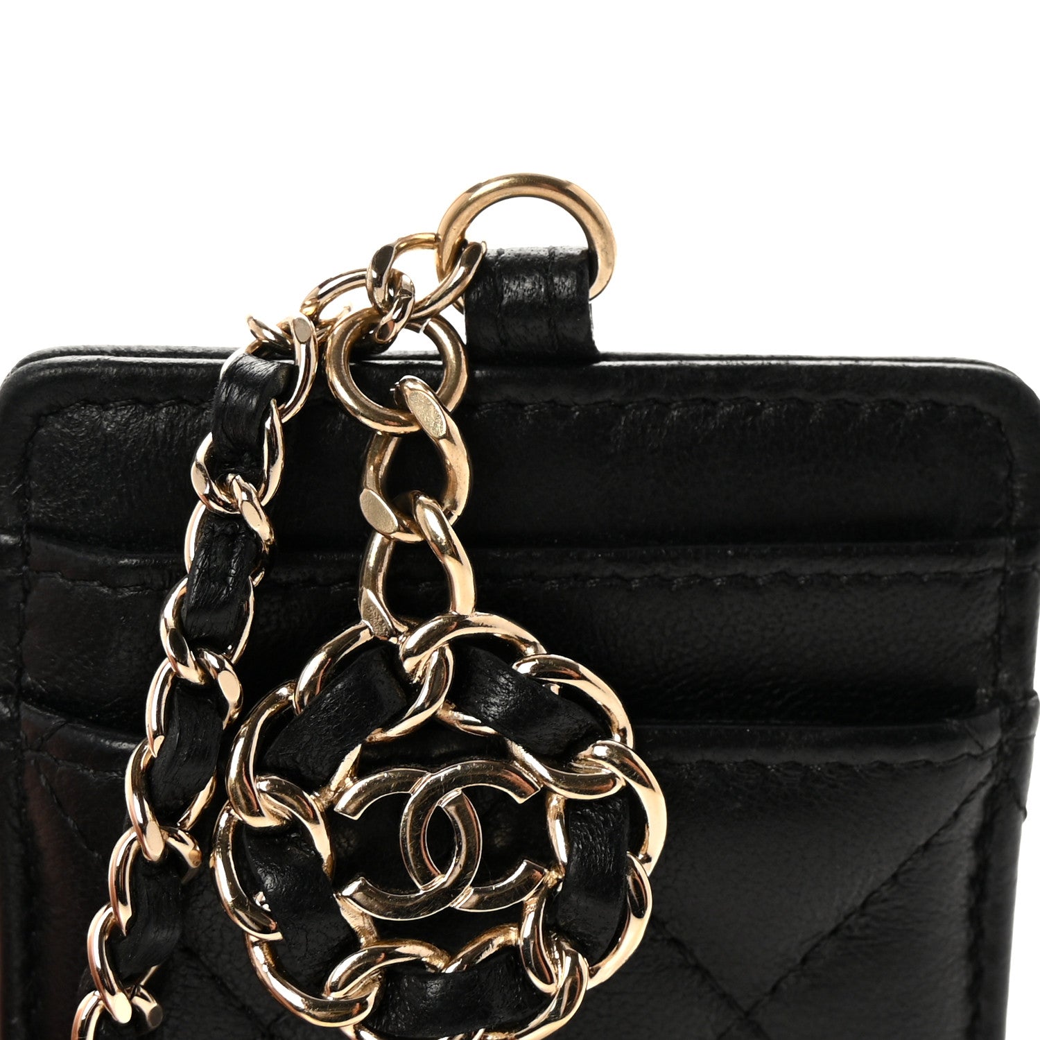 Chanel Lambskin Quilted Card Holder On Chain Black 7 of 10