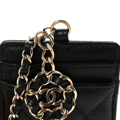 Chanel Lambskin Quilted Card Holder On Chain Black 7 of 10