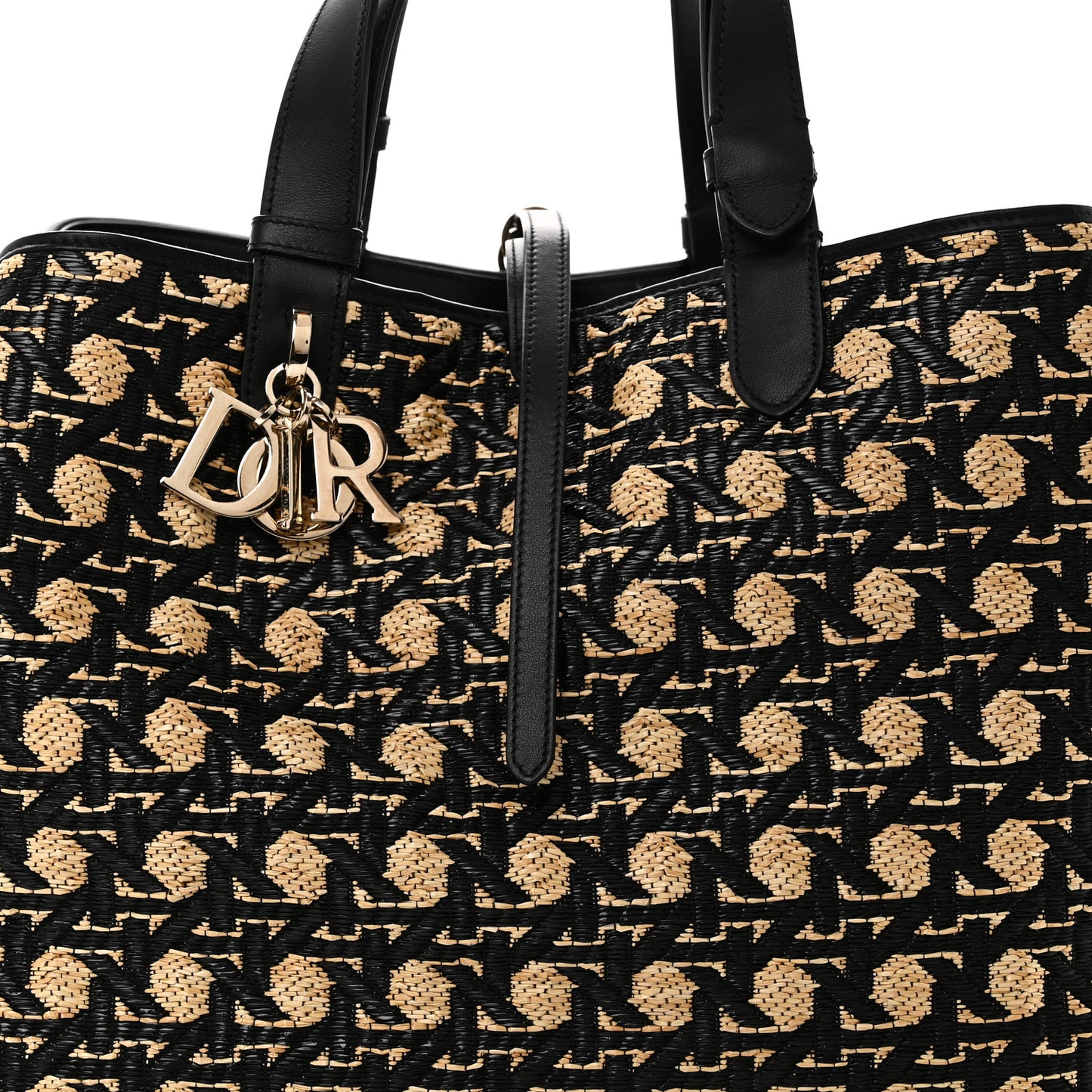 Raffia Calfskin Cannage Large Toujours Black Beige