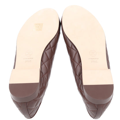 Chanel Lambskin Quilted CC Cap Toe Ballerina Flats 39.5 Dark Brown 6 of 9