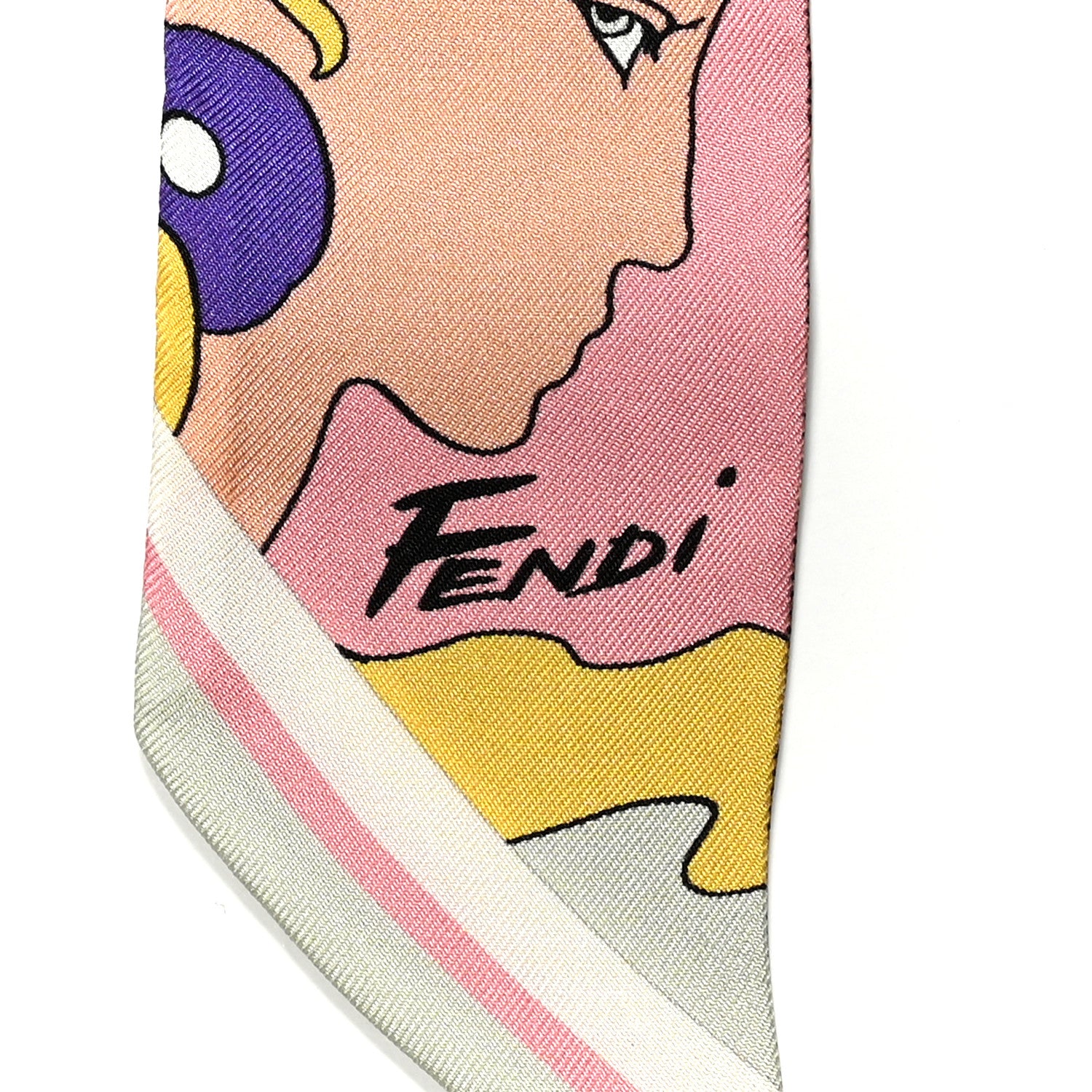 Fendi Silk FF Hairdo Girls Wrappy Scarf Mogano Panna Multicolor 3 of 4