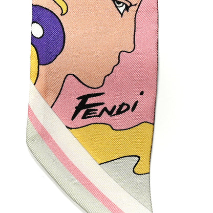 Fendi Silk FF Hairdo Girls Wrappy Scarf Mogano Panna Multicolor 3 of 4