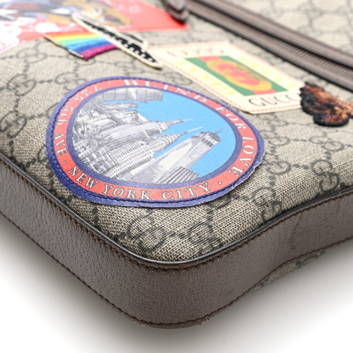 Gucci Soft GG Supreme Monogram Courier Web Medium Flat Messenger Bag Beige New Acero Multicolor 10 of 10