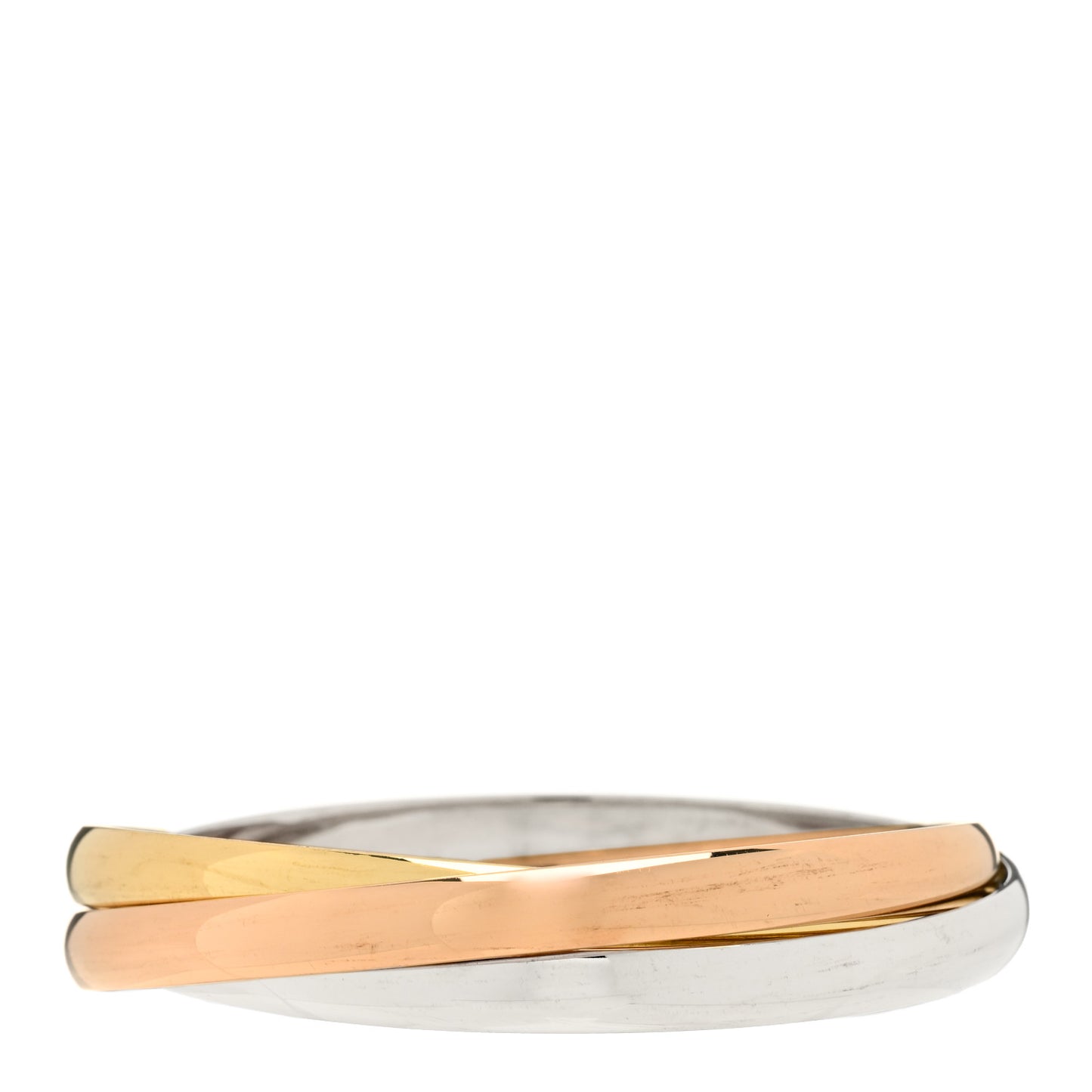 18K Pink Yellow White Gold 6mm Trinity Bangle Bracelet 62