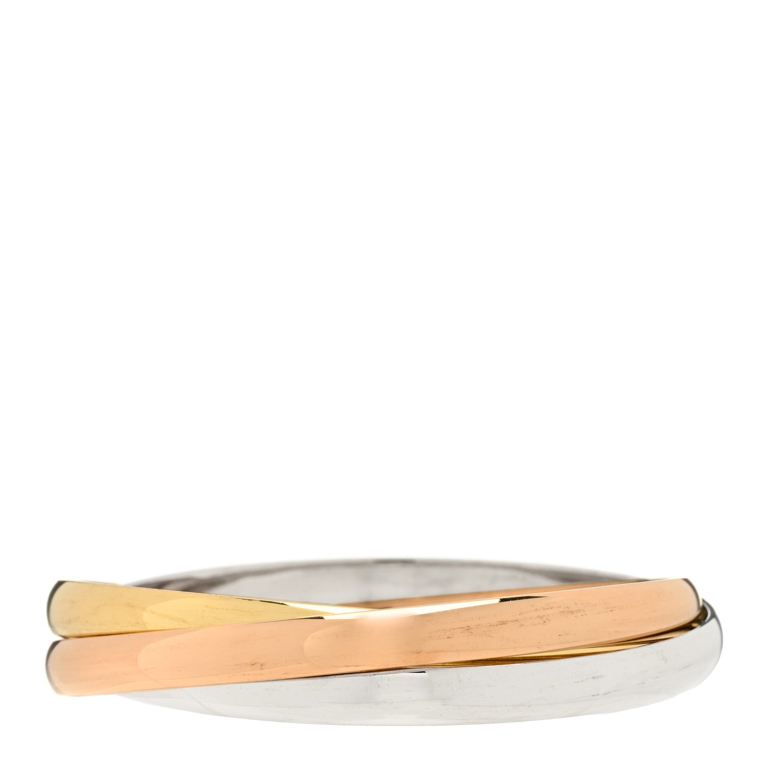 Cartier 18K Pink Yellow White Gold 6mm Trinity Bangle Bracelet 62 1 of 3