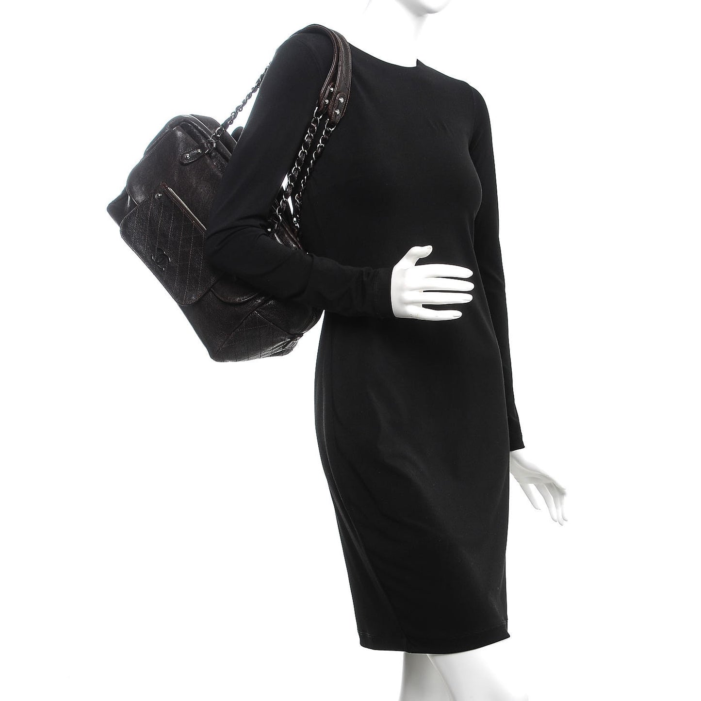 Glazed Caviar Pocket In The City Tote Brown