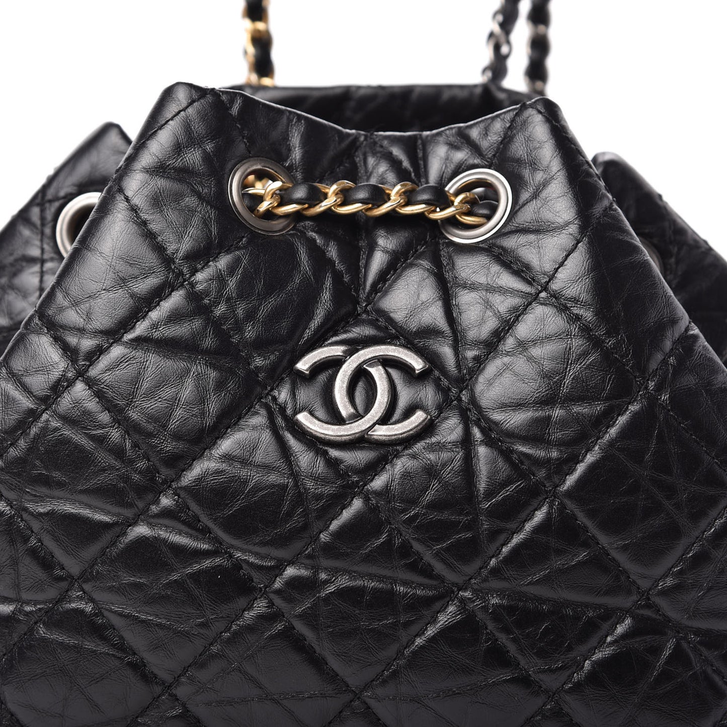 Aged Calfskin Quilted Small Gabrielle Backpack Black