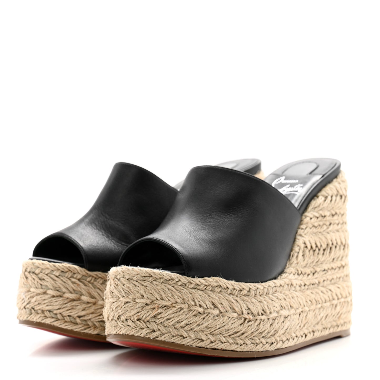 Calfskin Ariella Zeppa 130 Espadrille Sandals 37 Black Naturel