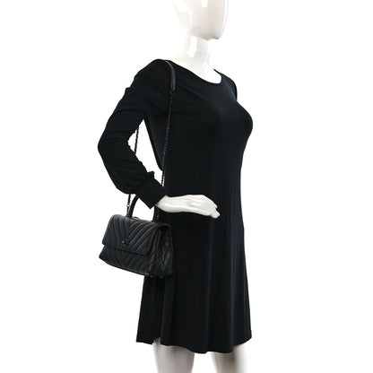 Chanel Caviar Chevron Quilted Mini Coco Handle Flap So Black 2 of 10