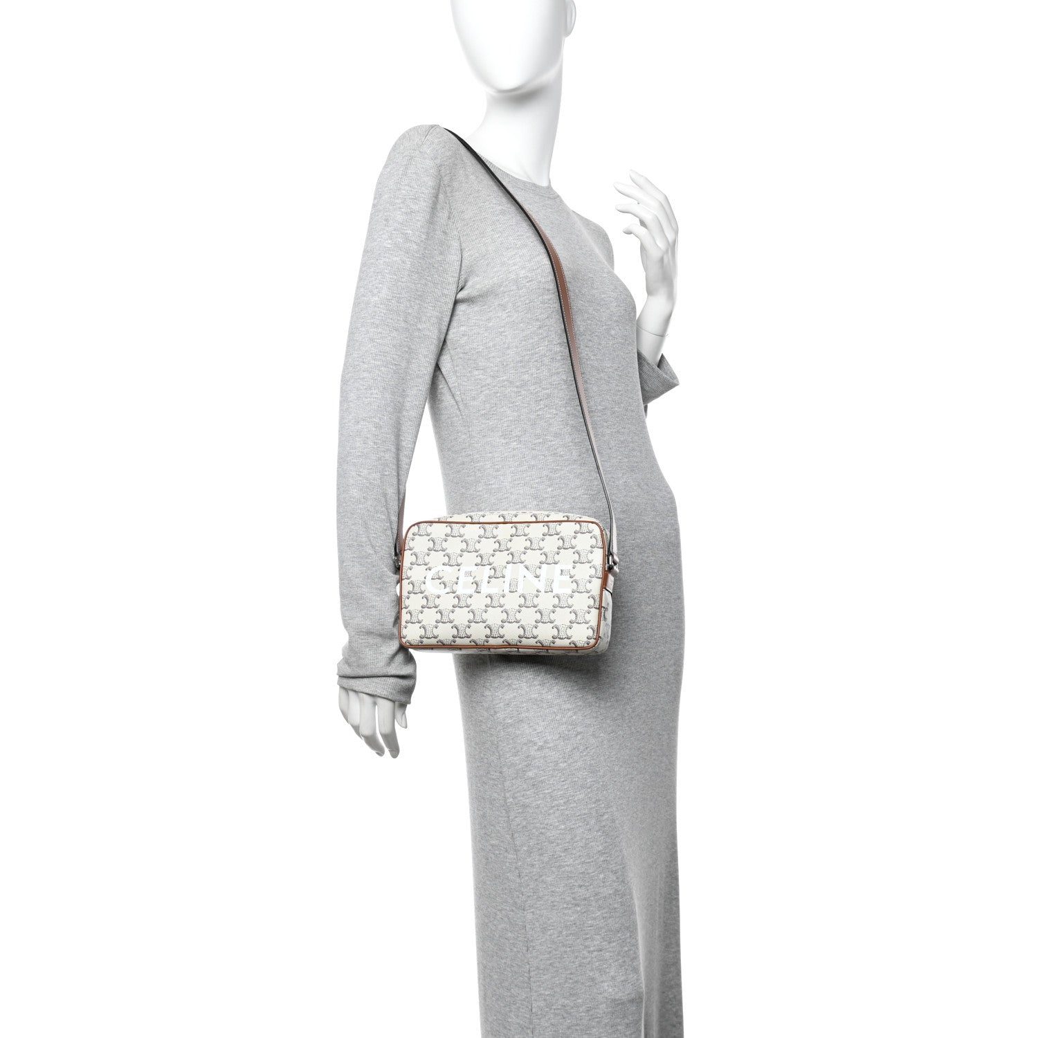 Celine Triomphe Canvas Medium Messenger Bag Tan Ecru 3 of 19