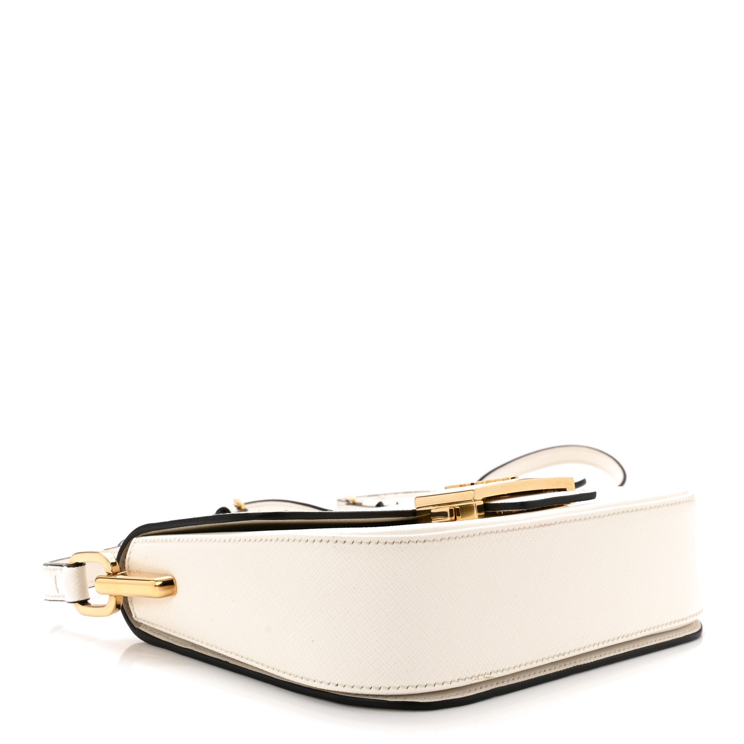 Prada Saffiano Lux Embleme Flap Shoulder Bag White 4 of 12