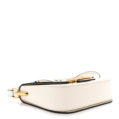 Prada Saffiano Lux Embleme Flap Shoulder Bag White 4 of 12