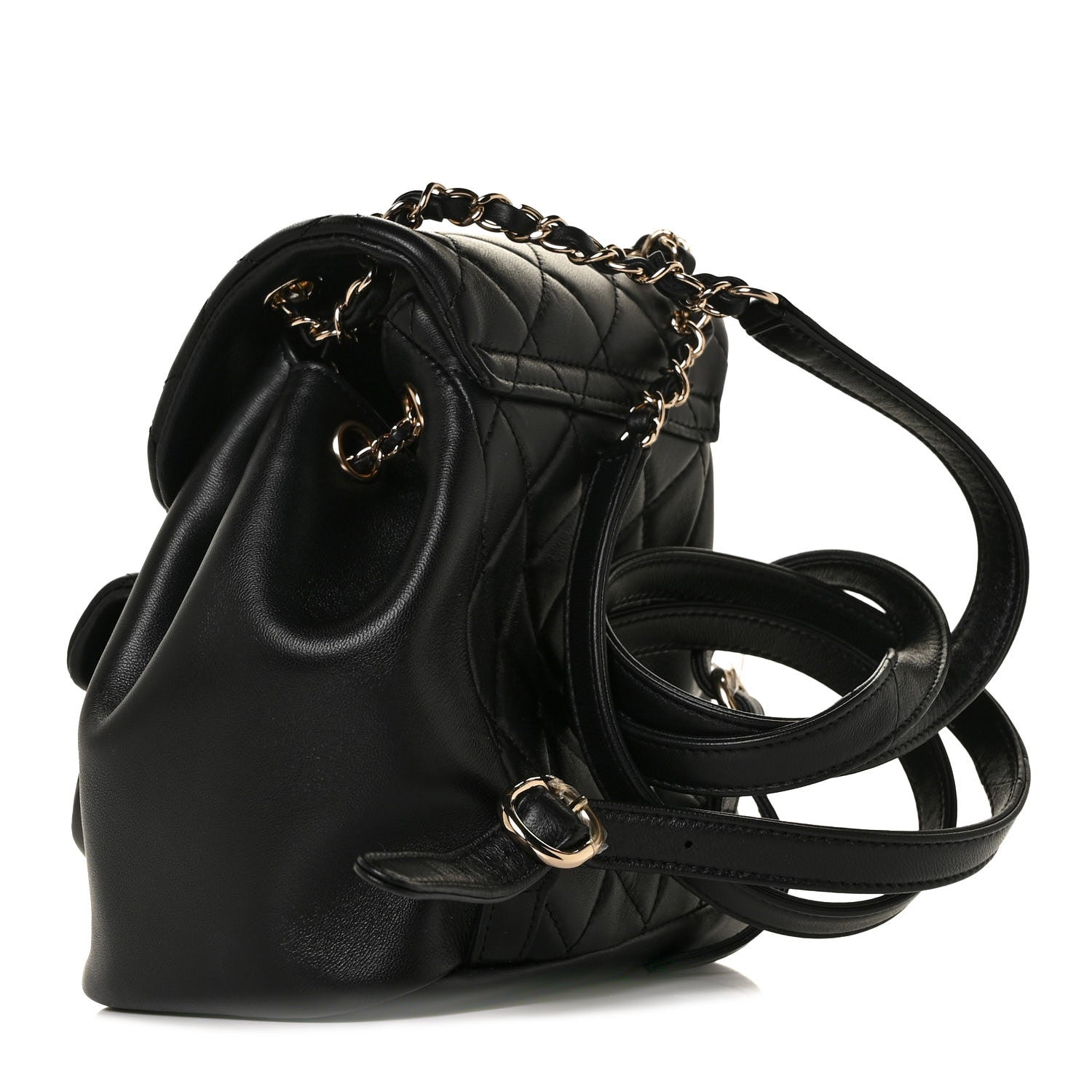 Chanel Lambskin Quilted Small Duma Drawstring Backpack Black 5 of 17