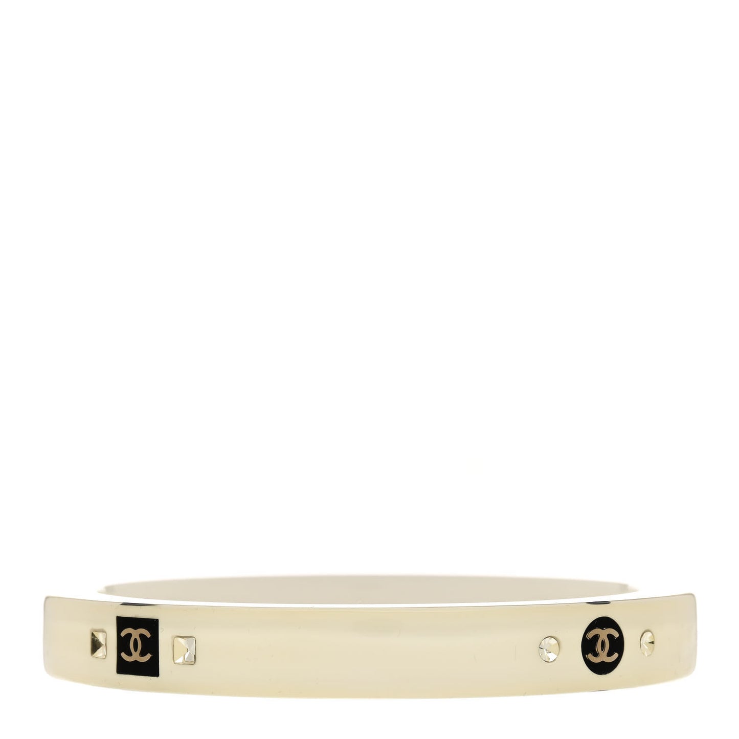 Resin Crystal CC Bangle Bracelet White