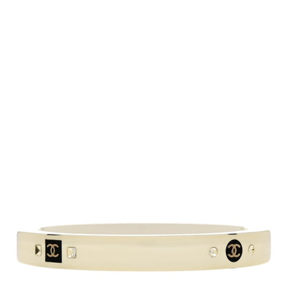 Chanel Resin Crystal CC Bangle Bracelet White 3 of 4