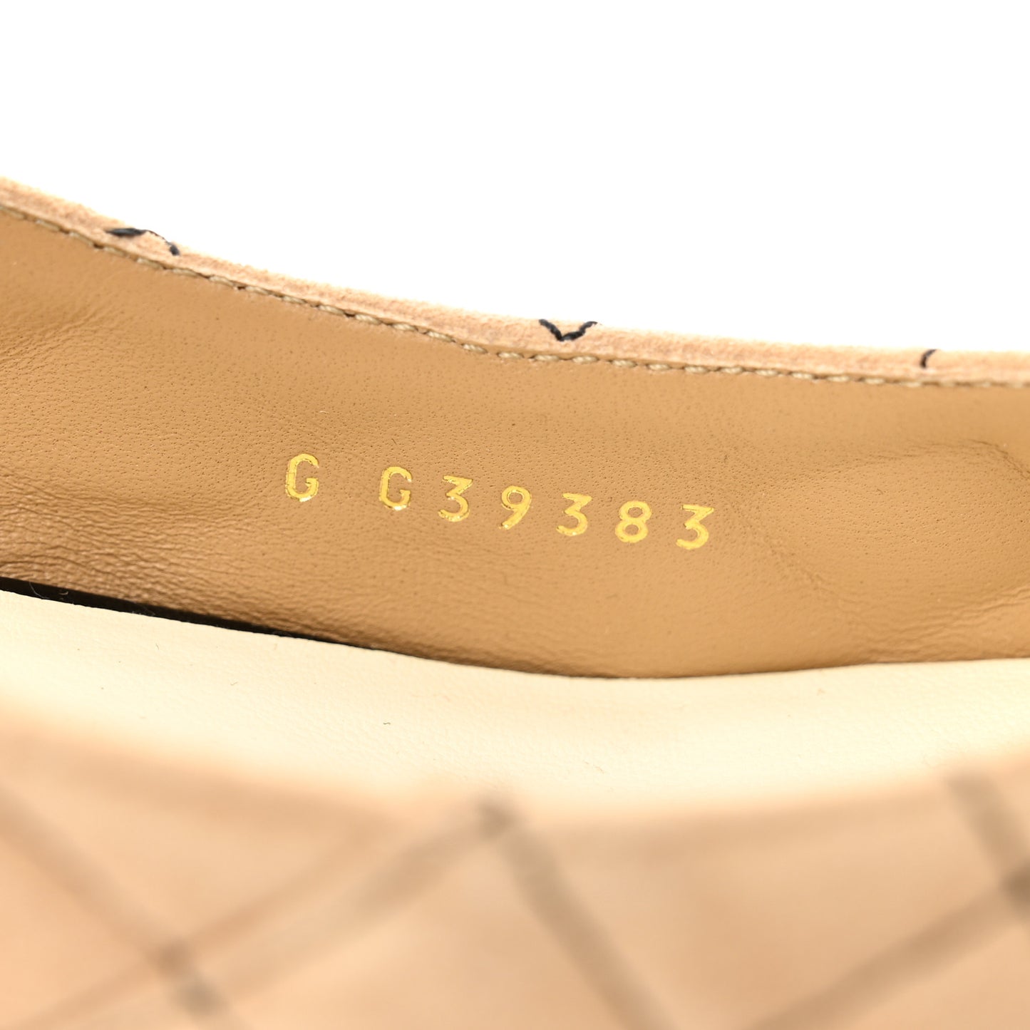 Suede Kidskin Patent Cap Toe Quilted Mary Jane Flats 37 Beige Black