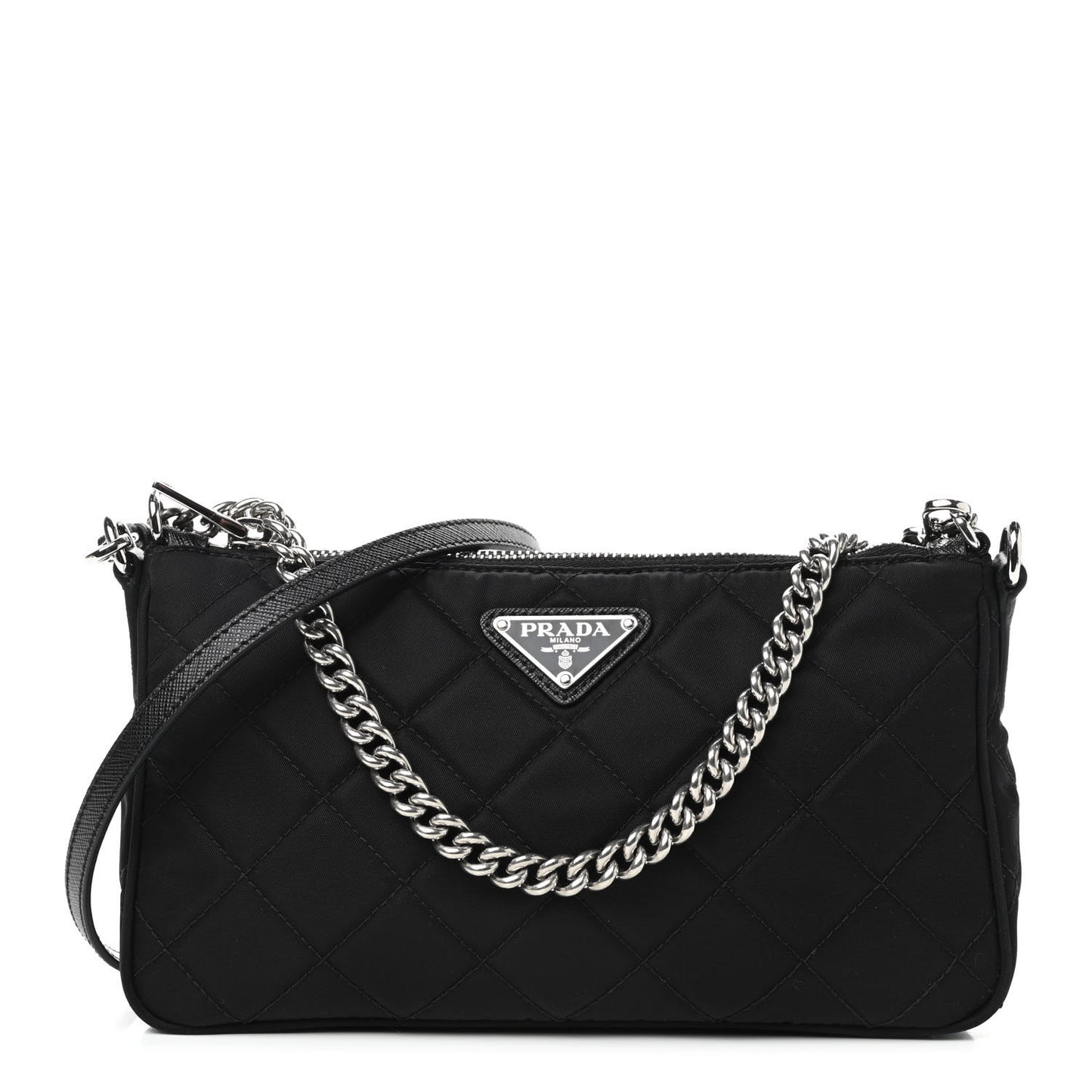 Nylon Tessuto Impuntu Quilted Crossbody Bag Black