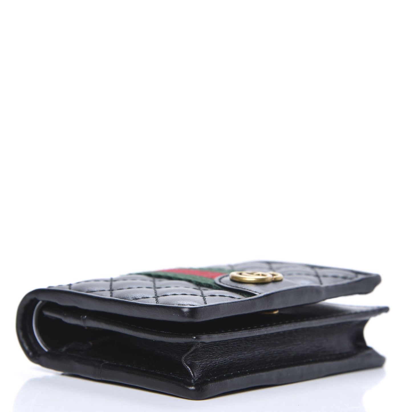 Calfskin Web Trapuntata GG Marmont Card Case Wallet Black