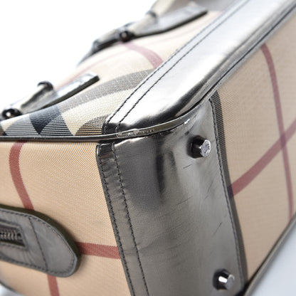 Burberry Supernova Check Patent Bowling Bag Pewter 12 of 17