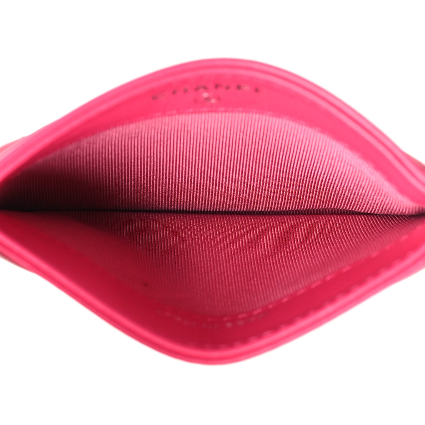 Lambskin Quilted Card Holder Fuchsia