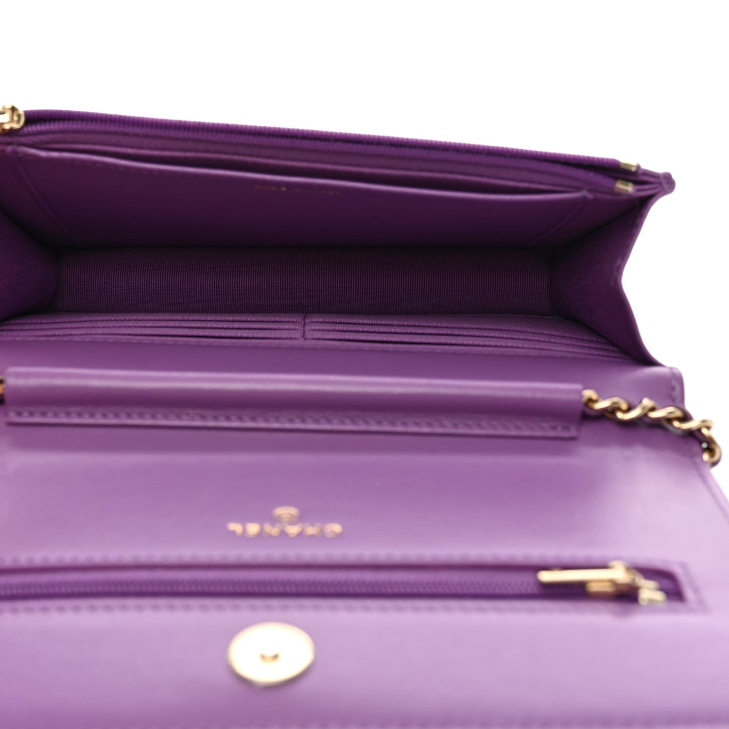 Chanel Lambskin Quilted Wallet On Chain WOC Purple 5 of 15