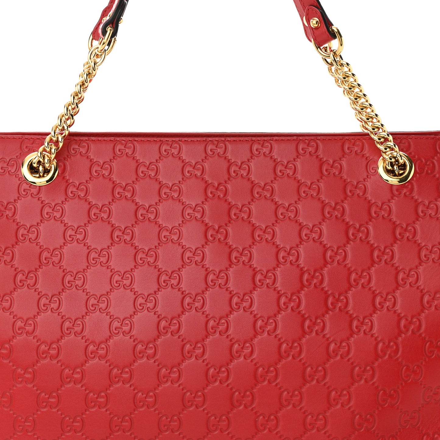 Soft Guccissima Signature Large Shoulder Tote Bag Hibiscus Red