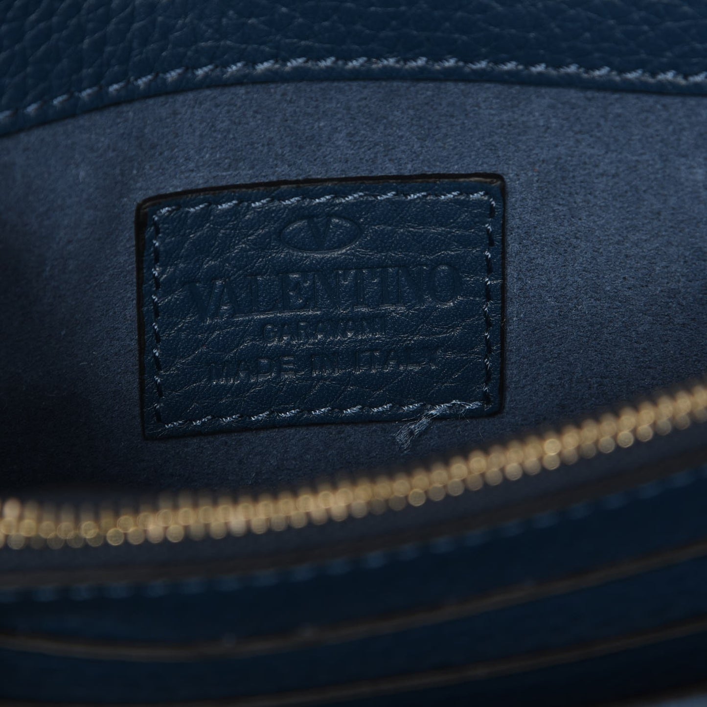 Grained Calfskin Rockstud Wallet on Chain Peacock