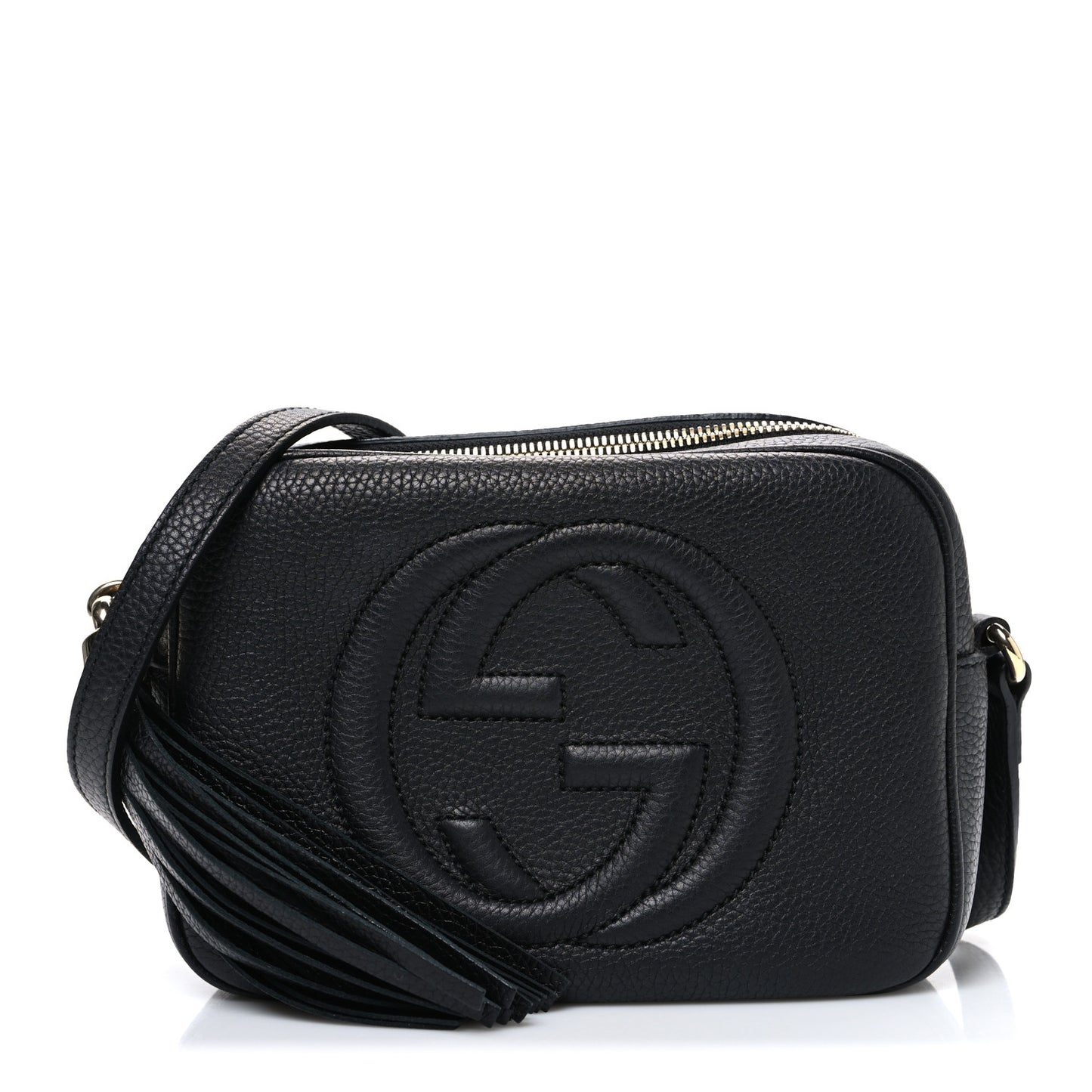 Pebbled Calfskin Small Soho Disco Bag Black