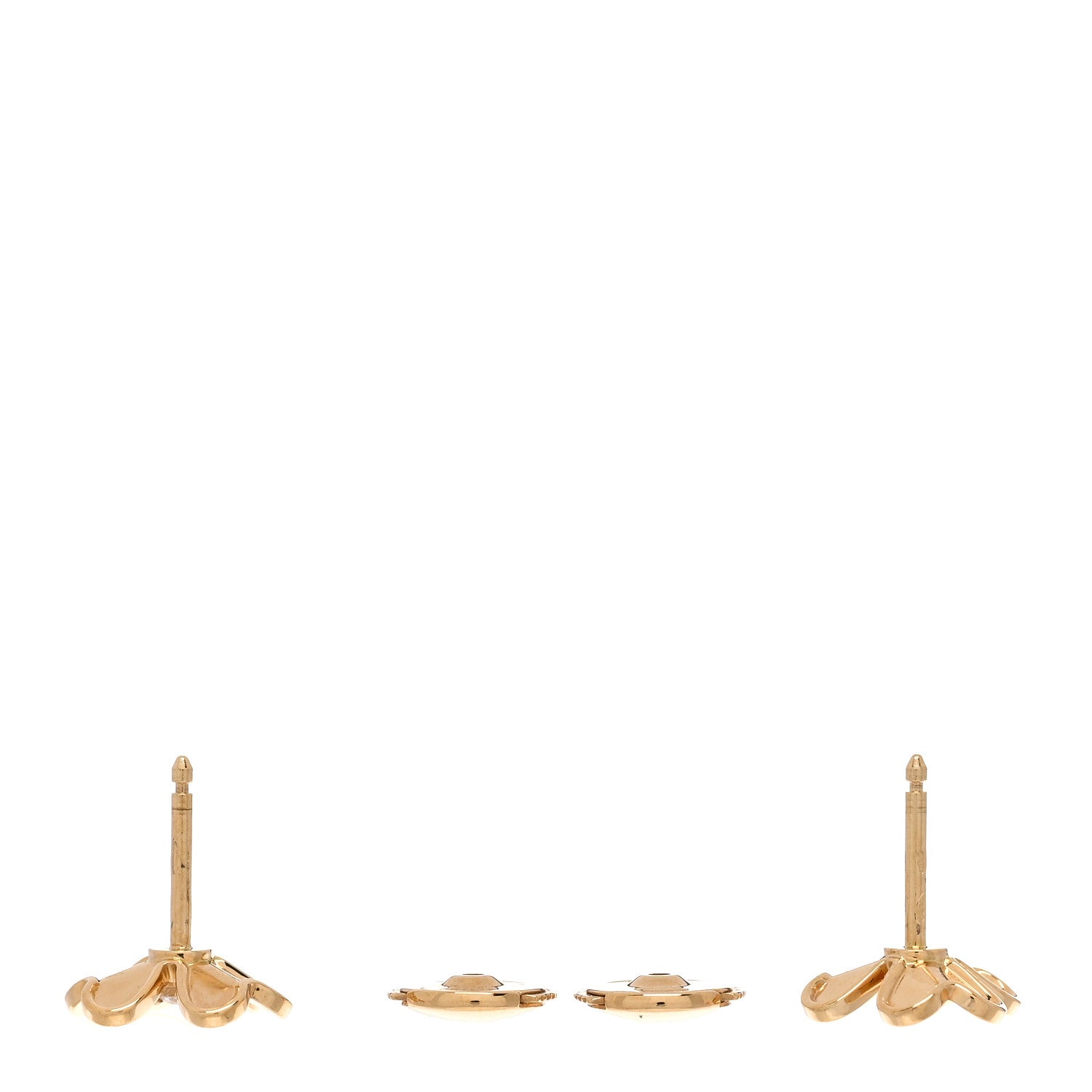 Van Cleef & Arpels 18K Yellow Gold Diamond Mini Frivole Earrings 3 of 5