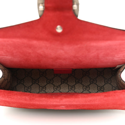 Gucci GG Supreme Monogram Suede Crystal Small Dionysus Shoulder Bag Beige Ebony Vulcanic Red 5 of 11