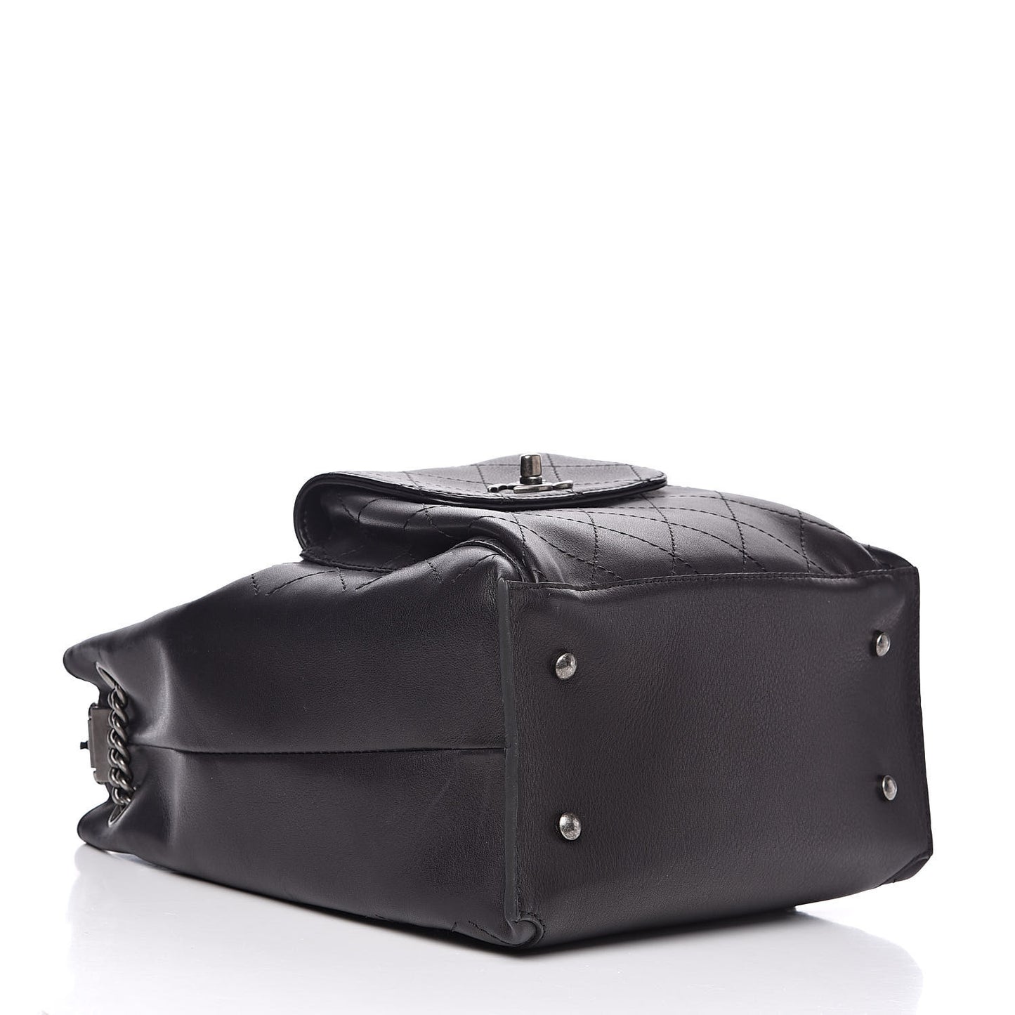 Calfskin Stitched Medium Urban Luxury Drawstring Backpack Black
