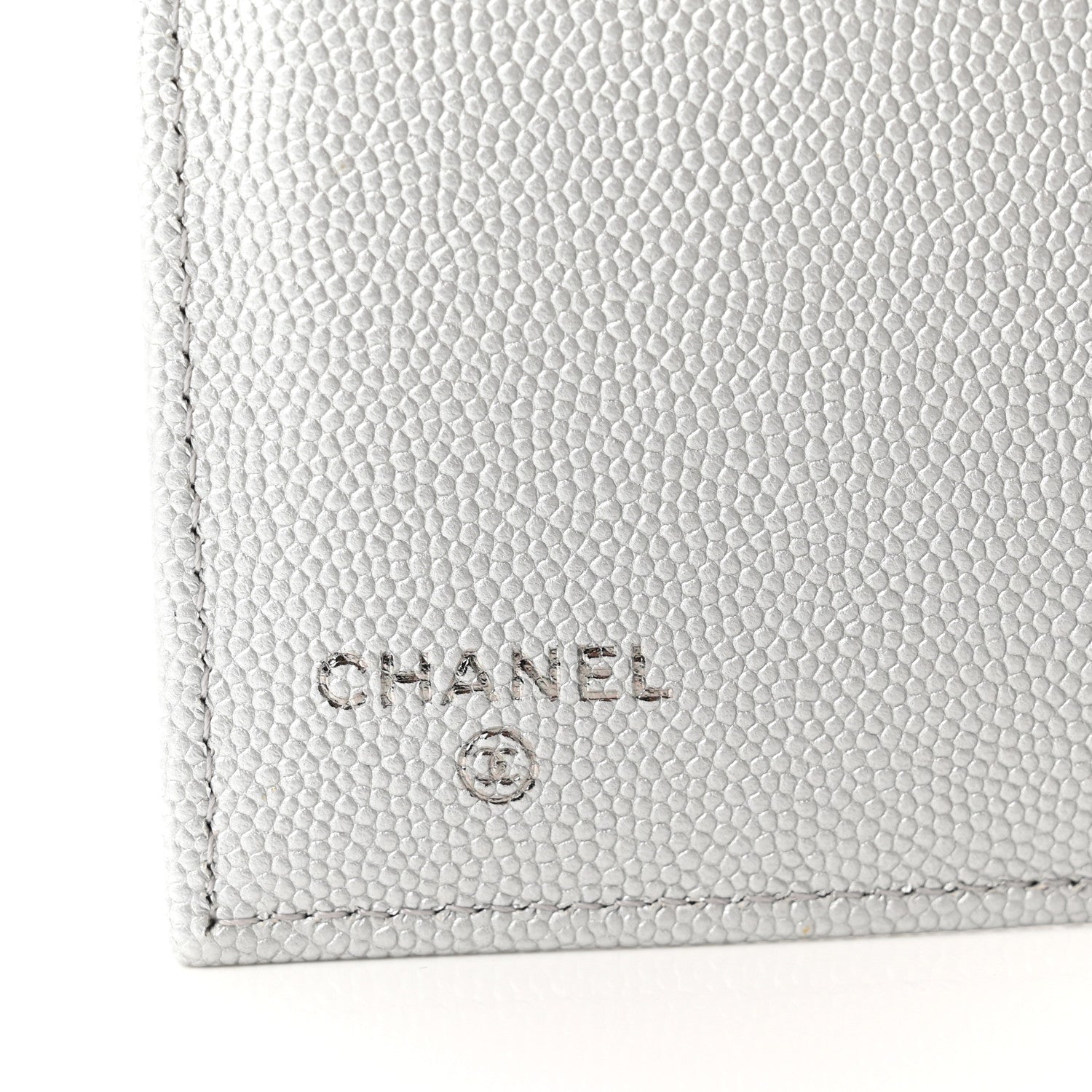 Chanel Metallic Caviar Chevron Quilted Mademoiselle Vintage Flap Wallet Silver 6 of 8