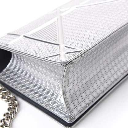 Christian Dior Metallic Patent Micro-Cannage Medium Diorama Flap Bag Silver 10 of 12