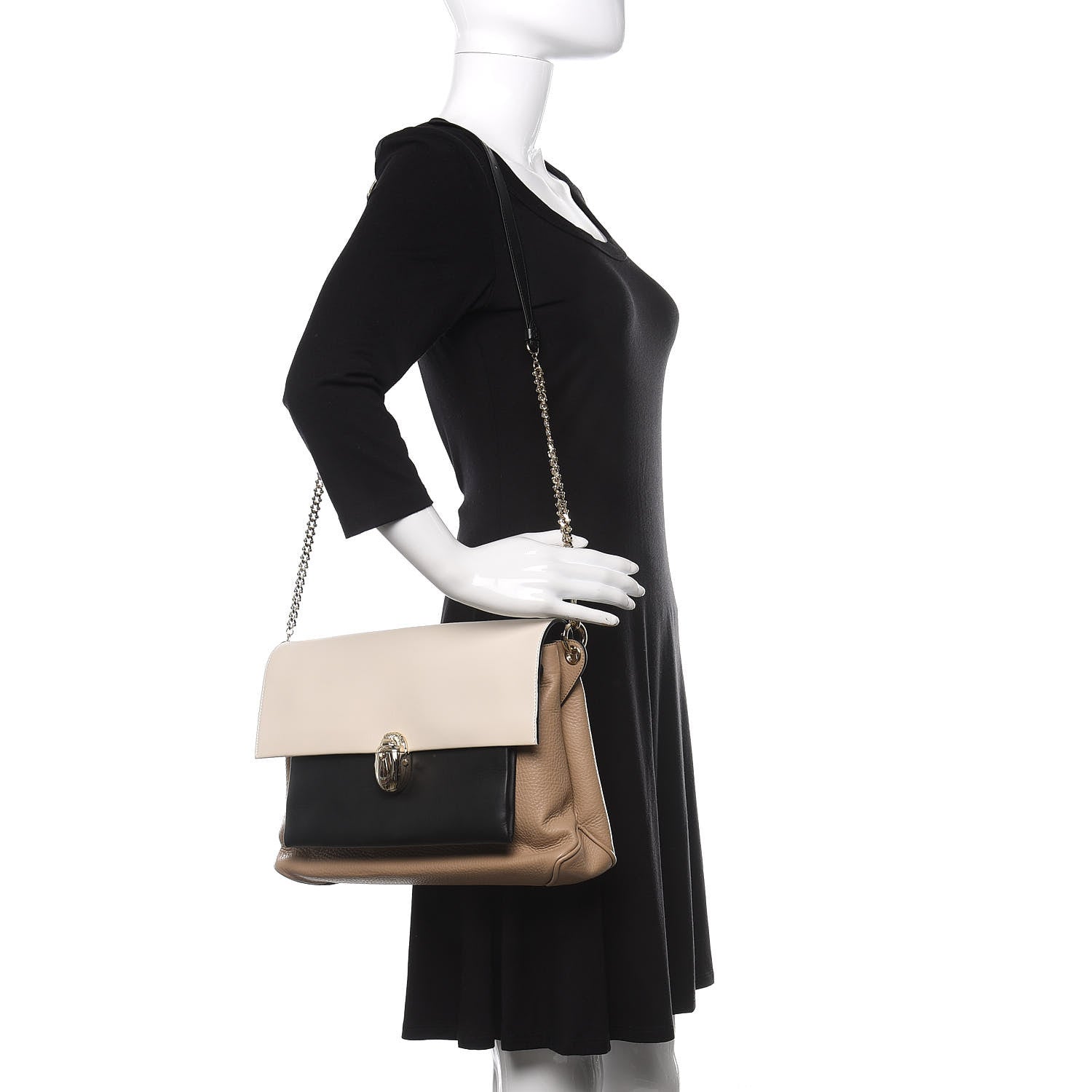 Christian Louboutin Calfskin Colorblock Khepira Shoulder Bag Beige Multicolor 2 of 9