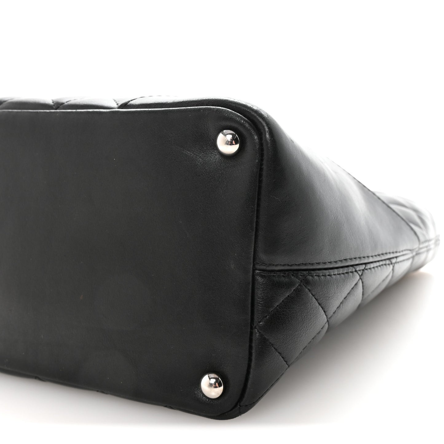 Calfskin Quilted Medium Cambon Tote Black White