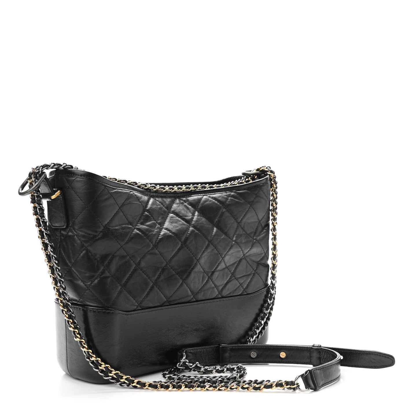 Aged Calfskin Quilted Medium Gabrielle Hobo Black